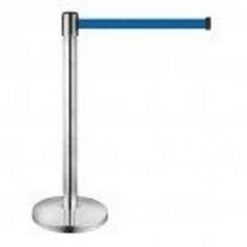 Κολωνάκι οριοθέτησης ασημί (inox) ύψους 91cm με μπλε ιμάντα 2m